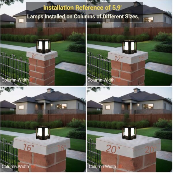 Outdoor Post Lights,Fits 5.91"x5.91"x6.34" Wooden Fence Deck Patio Garden, LED Lamp Post Waterproof Lantern 13W 3000K Modern Black Outdoor Column Lamps ETL certificated… 4