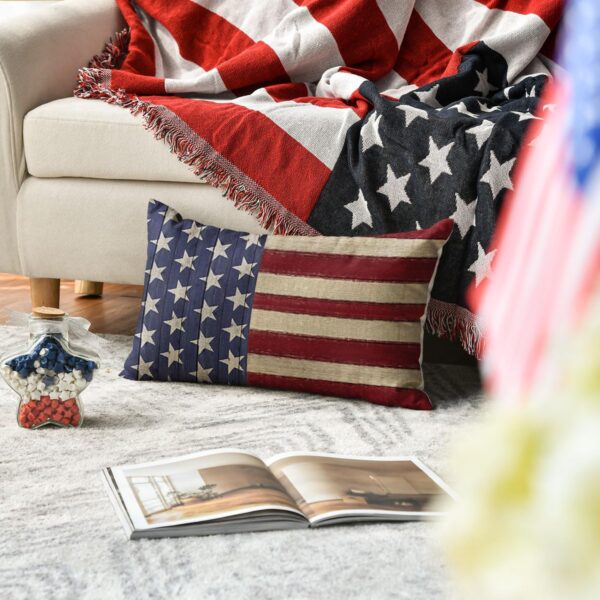 AVOIN colorlife 4th of July Patriotic Independence Throw Pillow Cover, 12 x 20 Inch Memorial Day Stripes America Flag Stars Decor Cushion Case for Sofa Couch 2