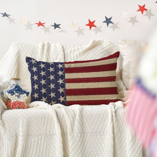 AVOIN colorlife 4th of July Patriotic Independence Throw Pillow Cover, 12 x 20 Inch Memorial Day Stripes America Flag Stars Decor Cushion Case for Sofa Couch 4