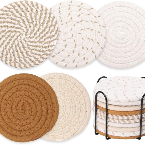 WF7279MAX_1 Billbotk 10 Pieces Boho Coasters for Drinks, Absorbent Drink Coasters Set for Home Decor, Fall Decorations for Home and Farmhouse, 4.3 Inches