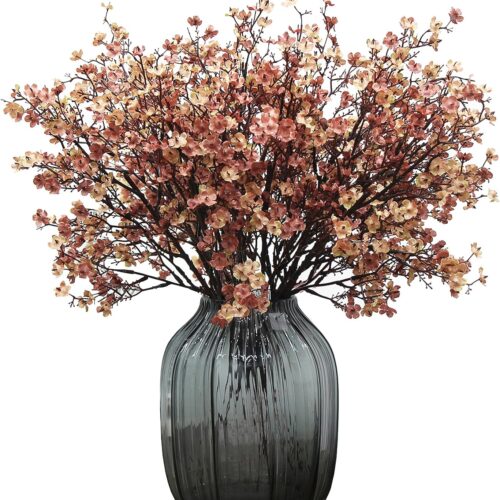 WF7838MAX_1 JAKY-Global Babys Breath Silk Artificial Flowers 6 Bundle European Fake Flowers Decor Wedding Party Fall Stems Decoration Bouquets DIY Home Garden,Farmhouse,Living Room Decor (Beige Brown-6pcs)