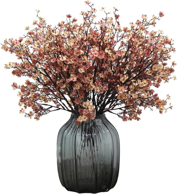JAKY-Global Babys Breath Silk Artificial Flowers 6 Bundle European Fake Flowers Decor Wedding Party Fall Stems Decoration Bouquets DIY Home Garden,Farmhouse,Living Room Decor (Beige Brown-6pcs) 1