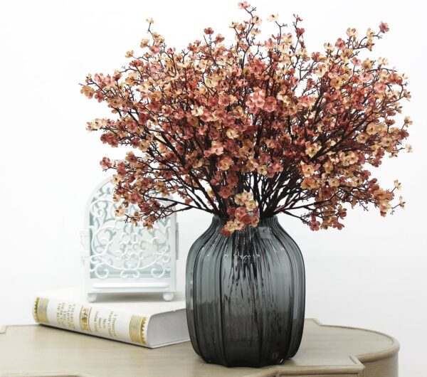 JAKY-Global Babys Breath Silk Artificial Flowers 6 Bundle European Fake Flowers Decor Wedding Party Fall Stems Decoration Bouquets DIY Home Garden,Farmhouse,Living Room Decor (Beige Brown-6pcs) 3