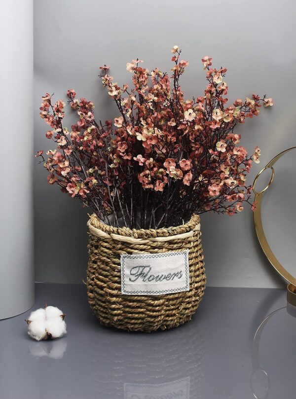 JAKY-Global Babys Breath Silk Artificial Flowers 6 Bundle European Fake Flowers Decor Wedding Party Fall Stems Decoration Bouquets DIY Home Garden,Farmhouse,Living Room Decor (Beige Brown-6pcs) 4