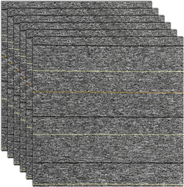 24 * 24in Self-Adhesive Carpet Tiles, Peel and Stick Floor Squares for Home Office, Removable Decorative Rug Mat, Easy Install, Sound Absorbing (10Pcs Light Grey) 1