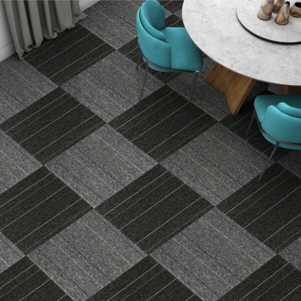 24 * 24in Self-Adhesive Carpet Tiles, Peel and Stick Floor Squares for Home Office, Removable Decorative Rug Mat, Easy Install, Sound Absorbing (10Pcs Light Grey) 4