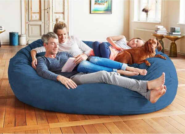 Lumaland Luxurious 7ft Giant Bean Bag Chair with Microsuede Cover - Ultra Soft, Foam Filled and Washable XXL Bean Bag for Teens, Adults, Pets - Accessory for Dorm, Living Room, House - Navy Blue 2