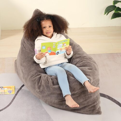 WF9694MAX_1 MOMCAYWEX 3-in-1 Kids Bean Bag Chair, Gaint Pillow Mattress for Kids, 35" x 50" x 10", Dark Brown