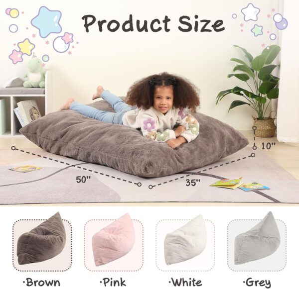 MOMCAYWEX 3-in-1 Kids Bean Bag Chair, Gaint Pillow Mattress for Kids, 35" x 50" x 10", Dark Brown 2