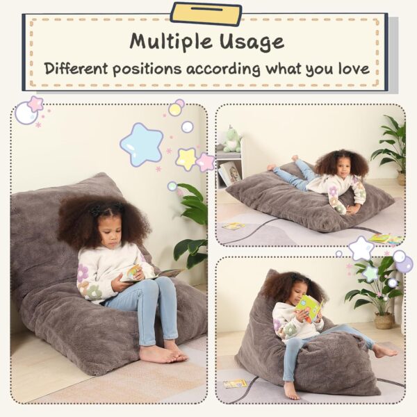 MOMCAYWEX 3-in-1 Kids Bean Bag Chair, Gaint Pillow Mattress for Kids, 35" x 50" x 10", Dark Brown 3
