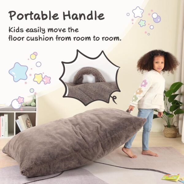 MOMCAYWEX 3-in-1 Kids Bean Bag Chair, Gaint Pillow Mattress for Kids, 35" x 50" x 10", Dark Brown 4