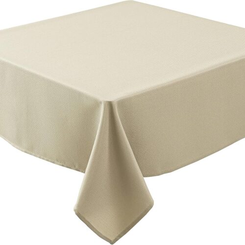 1 Textured Fabric Square Tablecloths 54x54 Inches, Natural Water Resistant Spill Proof Table Cloth Washable Small Card Folding Table Covers for Dining, Kitchen, Wedding and Parties