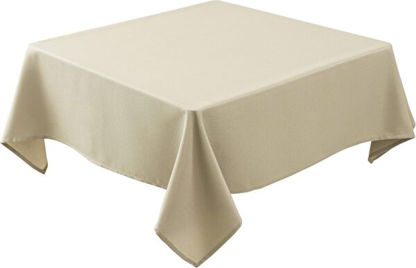 Textured Fabric Square Tablecloths 54x54 Inches, Natural Water Resistant Spill Proof Table Cloth Washable Small Card Folding Table Covers for Dining, Kitchen, Wedding and Parties 1