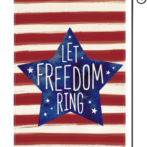1 Patriotic Watercolor Stars and Stripes Let Freedom Ring Garden Flag Double Sided Outside, 4th of July Independence Memorial Day Yard Outdoor Decoration 12 x 18 Inch