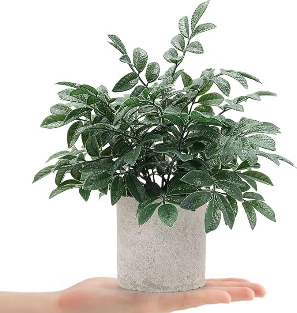 2 Pack Small Fake Plants Potted Artificial Herb Plants for Shelf Desk Home Bathroom Farmhouse Room Coffee Table Decor (Gray Green) 2