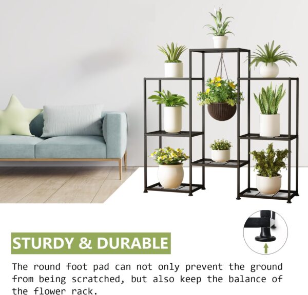 Metal Plant Stand Indoor Metal Plant Stands Outdoor Tiered Plant Shelf for Multiple Plants, 4 Tiers 8 Potted Plant Rack Holder Garden Shelves Flower Stand for Living Room Patio Corner (8 Tiers-B) 3