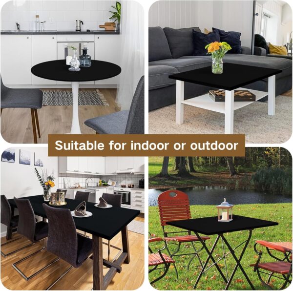 Rectangle 4ft Fitted Table Cover Elastic Tablecloth 4ft Stretch Spandex Table Top Cover for Dining Indoor Outdoor Party Black 23X48 Inch 4