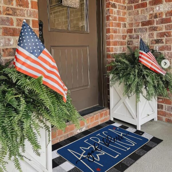 Memorial Day Patriotic Kitchen Mats Set of 2, 4th of July Independence Day Kitchen Rugs for Floor Low-Profile Holiday Home Decor 17x29 and 17x47 Inch 4