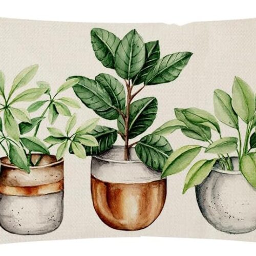 KHLS-PAR-S-3532_1 PANDICORN Botanical Boho Spring Throw Pillow Covers 12x20 Inch Green Plant Greenery Outdoor Spring Summer Decor Farmhouse Lumbar Decorative Throw Pillows Cases Decorations for Couch Sofa Porch