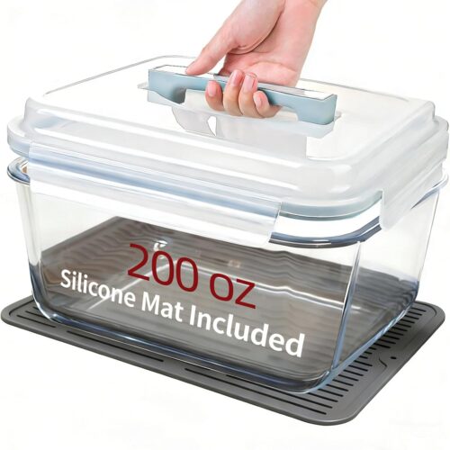 KHLS-PAR-S-402_1 Large Glass Storage Containers with Lids 200oz/6000ml - Borosilicate Extra Large Glass Food Storage Containers for Rotisserie Chicken, Turkey - XL Big Glass Bowl Airtight Freezer to Oven Safe