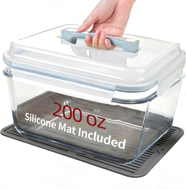 Large Glass Storage Containers with Lids 200oz/6000ml - Borosilicate Extra Large Glass Food Storage Containers for Rotisserie Chicken, Turkey - XL Big Glass Bowl Airtight Freezer to Oven Safe 1