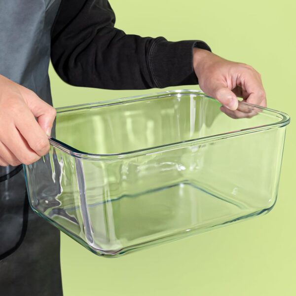 Large Glass Storage Containers with Lids 200oz/6000ml - Borosilicate Extra Large Glass Food Storage Containers for Rotisserie Chicken, Turkey - XL Big Glass Bowl Airtight Freezer to Oven Safe 3