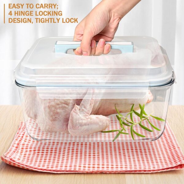 Large Glass Storage Containers with Lids 200oz/6000ml - Borosilicate Extra Large Glass Food Storage Containers for Rotisserie Chicken, Turkey - XL Big Glass Bowl Airtight Freezer to Oven Safe 4