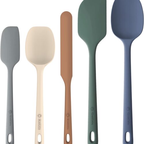 KHLS-SEV-AP-089_1 ChefAide 5 Pieces Silicone Spatula Set, Food Grade Rubber Spatula, Upgrade Strong Handle with Ergonomic Grip, Heat Resistant Up to 600°F for Nonstick Cookware, Cooking