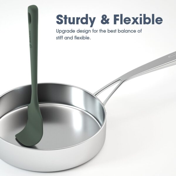 ChefAide 5 Pieces Silicone Spatula Set, Food Grade Rubber Spatula, Upgrade Strong Handle with Ergonomic Grip, Heat Resistant Up to 600°F for Nonstick Cookware, Cooking 4