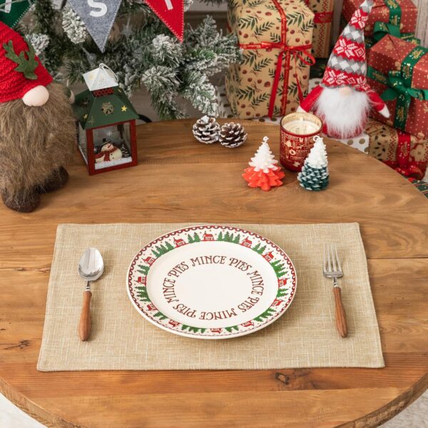 Kevin Textile Burlap Linen Placemats Set of 4 Heat Resistant Dining Table Place Mats Washable Kitchen Table Mats, 13 x19 inches, Cream Beige 2