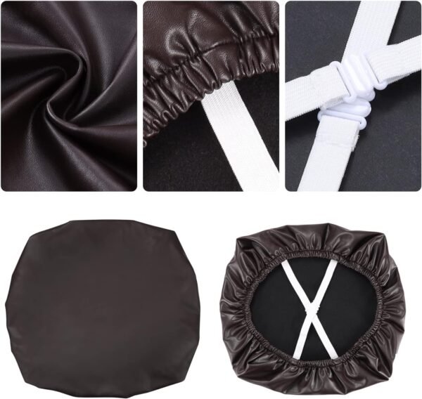 YISUN Chair Seat Covers Set of 6, Pu Leather Waterproof Dining Room Chair Covers, Stretch Chair Cover for Dining Room Chair Protector Slipcover for Kitchen, Hotel (Pu Coffee, 6) 4