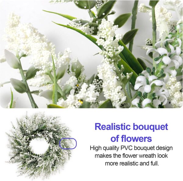 26'' Large Lavender & Eucalyptus Wreath for Front Door - Artificial Eucalyptus Leaves Greenery Outdoor Wreath for Wedding Farmhouse Porch Wall Room Home Decor (White) 3