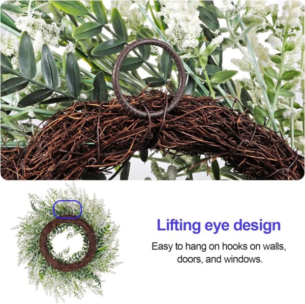 26'' Large Lavender & Eucalyptus Wreath for Front Door - Artificial Eucalyptus Leaves Greenery Outdoor Wreath for Wedding Farmhouse Porch Wall Room Home Decor (White) 4