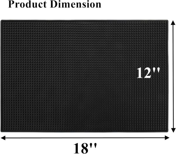 Tebery 2 Pack Black Bar Mat, 18" x 12" Rubber Dish Drying Mat for Countertop, Non Slip Cocktail Service Spill Mats for Bartending, Coffee Bar Mats Accessories for Home Kitchen 2