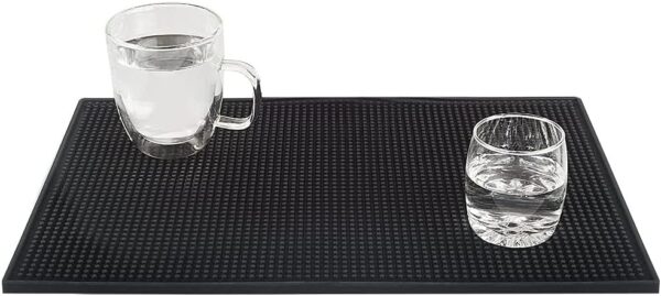 Tebery 2 Pack Black Bar Mat, 18" x 12" Rubber Dish Drying Mat for Countertop, Non Slip Cocktail Service Spill Mats for Bartending, Coffee Bar Mats Accessories for Home Kitchen 4