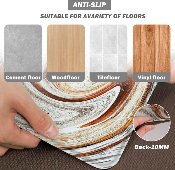 Kitchen Mats for Floor Anti Fatigue Floor Marble Cushioned Memory Foam Non Slip PVC Leather Padded Comfort Standing Rugs Set of 2, 17.3x28+17.3x47 Inch,0.4 Inch Thick 4