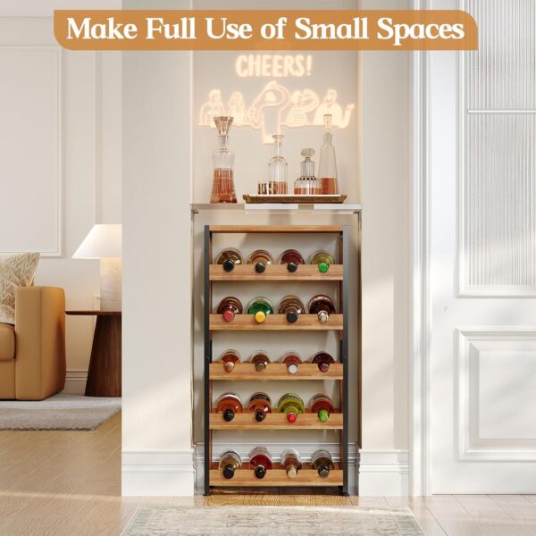 20 Bottle Wine Rack Freestanding Floor with Wood Top,Wobble-Free 5 Tier Wine Display Storage Stand Shelf,Stackable Modular Wine Bottle Holder Rack for Kitchen,Cellar,Living Room 3