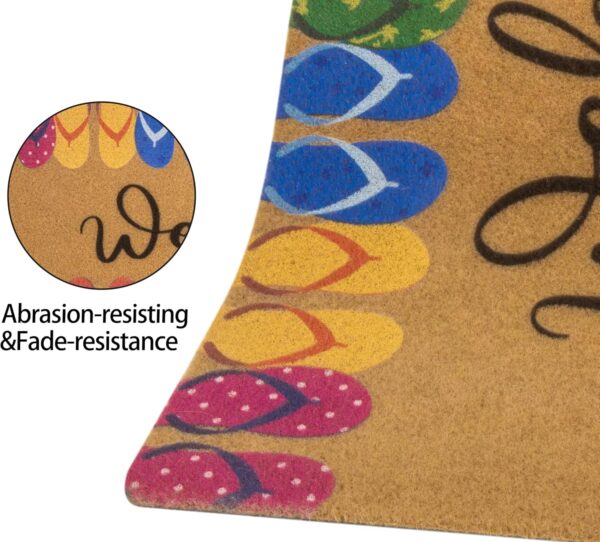 Hello Summer Entrance Welcome Doormat - Flip Flops Decorative Non-Slip Seasonal Coir Doormat for Indoor Outdoor 17" X 29" 4