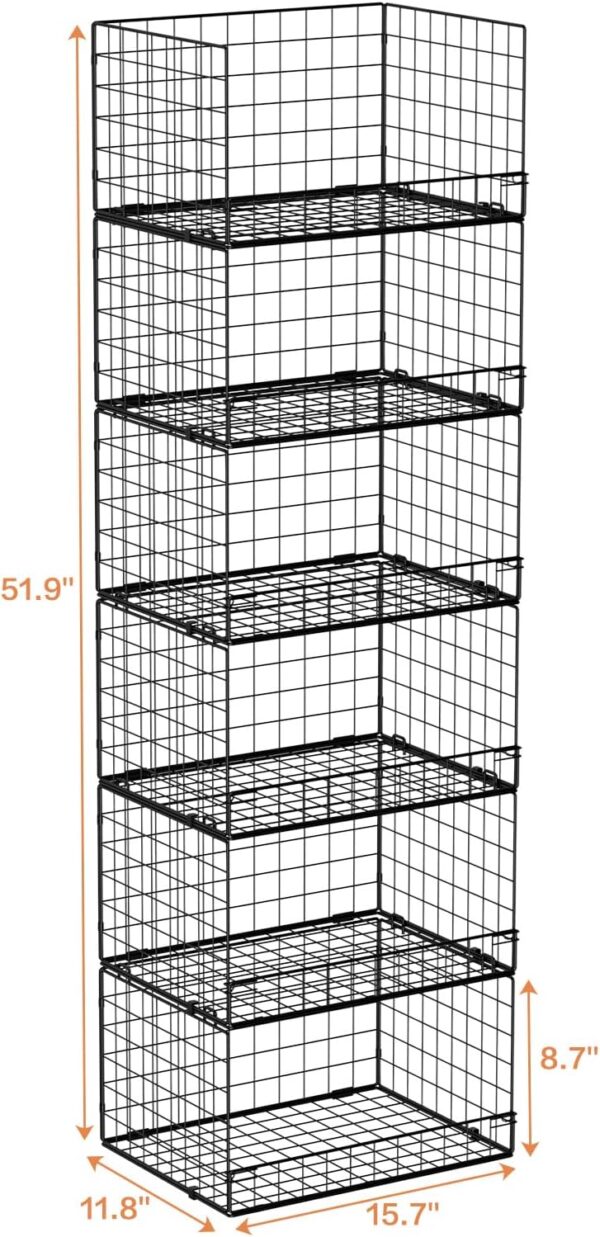 Yociyoga 6-Tier Stackable Closet Organizers and Storage Shelves, Closet Shelf Organizer Basket Bins, Foldable Sweater Storage for Clothes Organizer System, Black(Patent No. 30022416) 3