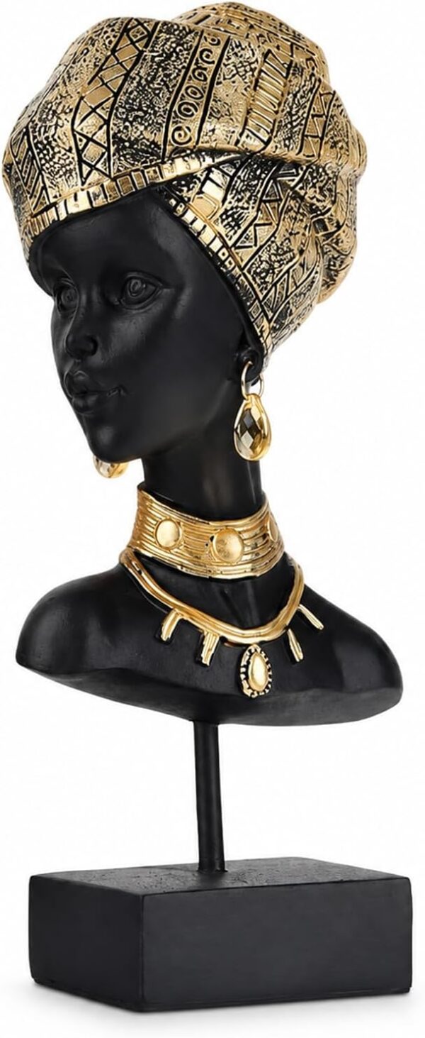 African Statue and Sculptures for Home Decorations, African Art Tribal Lady Figurines Head Statues, American Bust Statue, Home Decor Accent, Suitable for Living Room, Office, Desktop Decor 1