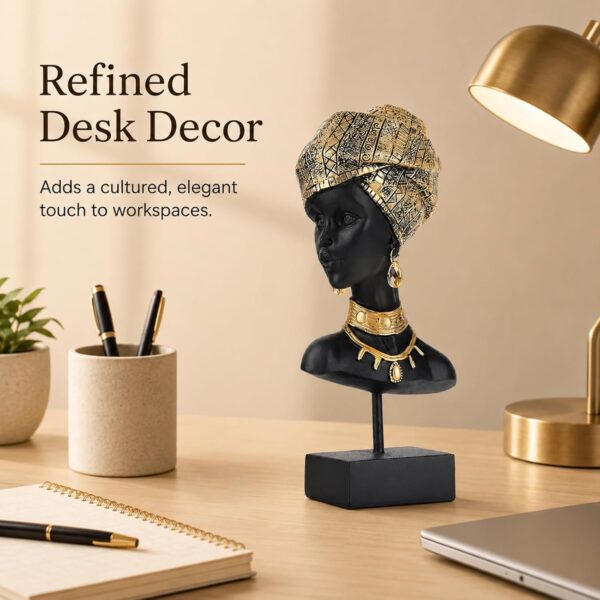 African Statue and Sculptures for Home Decorations, African Art Tribal Lady Figurines Head Statues, American Bust Statue, Home Decor Accent, Suitable for Living Room, Office, Desktop Decor 3