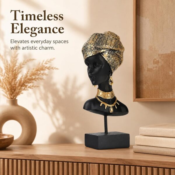 African Statue and Sculptures for Home Decorations, African Art Tribal Lady Figurines Head Statues, American Bust Statue, Home Decor Accent, Suitable for Living Room, Office, Desktop Decor 4
