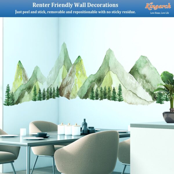 Large Mountain Wall Decals, Green Pine Tree Peel and Stick Vinyl Wall Stickers & Murals, Removable Home Room Wall Decor for Bedroom Living Room Bedroom Classroom Office Nursery 4