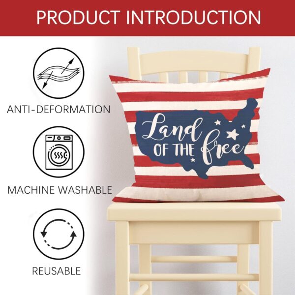 4th of July Patriotic American Flag Stars and Stripes Decorative Throw Pillow Cover 20 x 20 Set of 4, America Land of The Free Porch Outdoor Home Decor Freedom USA Polka Dots Cushion Case 3