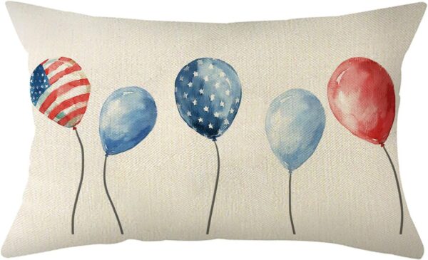 Ogiselestyle 4th of July Ballnoons Throw Pillow Cover, 12 x 20 Inch Memorial Day Cushion Case for Sofa Couch 1