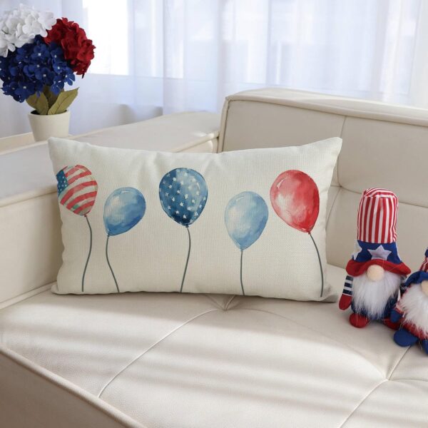 Ogiselestyle 4th of July Ballnoons Throw Pillow Cover, 12 x 20 Inch Memorial Day Cushion Case for Sofa Couch 2