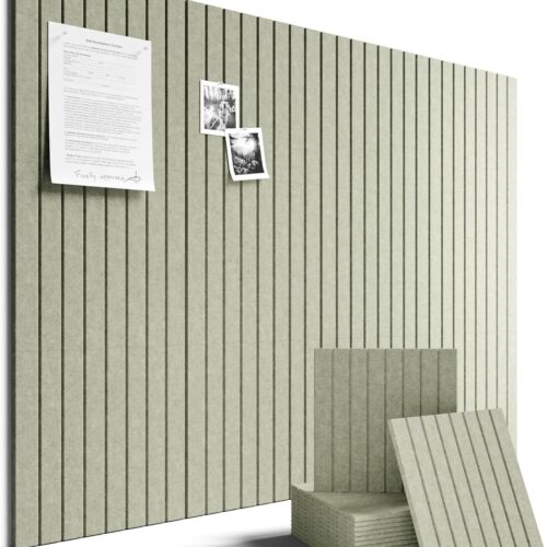 1 Large Felt Bulletin Board 48" x 36" Cork Board Alternative-12 Pack with 64 Safe Removable Adhesive Tabs, Cork Boards for Walls Cork Board for Home Office Classroom Pin Board - Sage Green