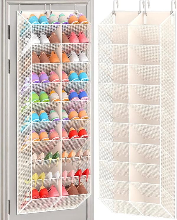 Over the Door Shoe Organizer for 20-30 Pairs, 10-Tier, Beige 1