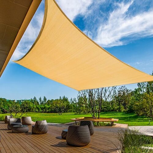 1 Sun Shade Sail 20'x20' Sand Rectangle UV Block Canopy Awning Shelter Fabric Cloth Screen for Outdoor Patio Garden Backyard