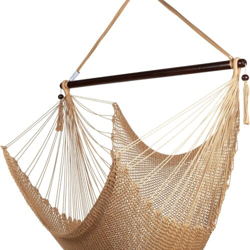 Large Caribbean Hammock Chair - 48 Inch - Polyester - Hanging Chair - tan